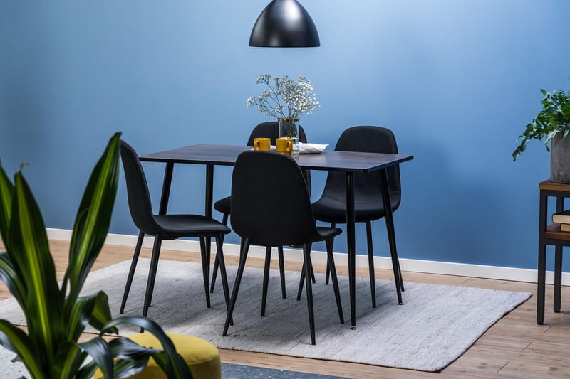Marcelen Spisegruppe 120 cm med 4 Nibe Stol - Brun/Svart - Møbler - Bord - Spisegrupper