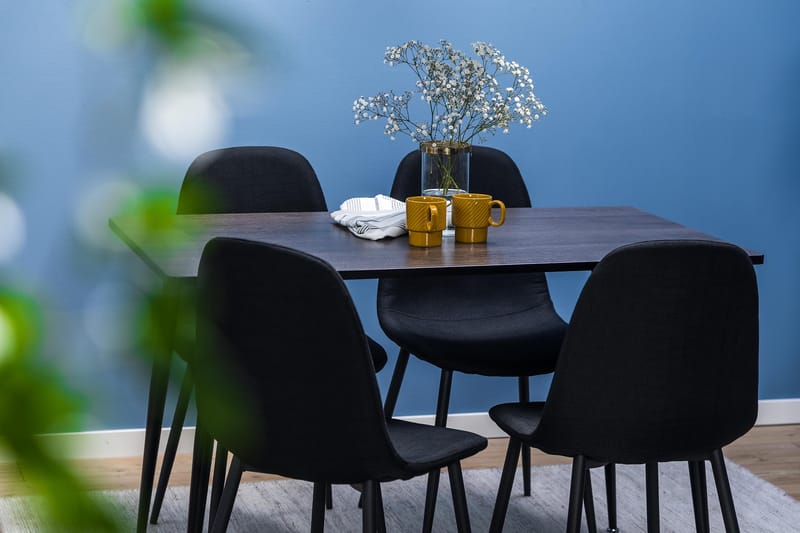 Marcelen Spisegruppe 120 cm med 4 Nibe Stol - Brun/Svart - Møbler - Bord - Spisegrupper
