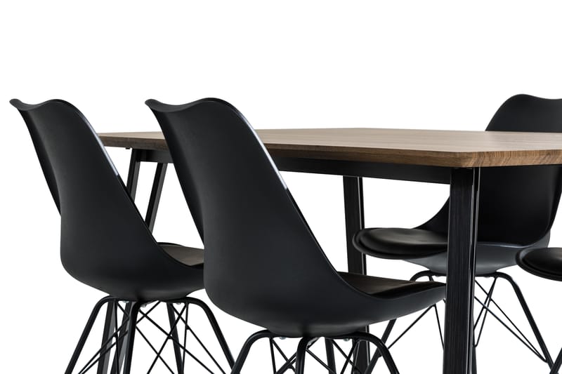 Marcelen Spisegruppe 160 cm med 4 Shell Stol - Brun/Svart - Møbler - Bord - Spisegrupper