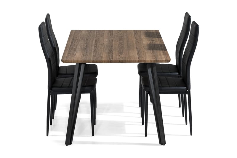 Marcelen Spisegruppe 160 cm med 4 Ted Stol - Brun/Svart - Møbler - Bord - Spisegrupper