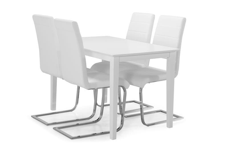 Michigan Spisebord med 4 Cibus stoler - Hvit/Krom - Spisegrupper