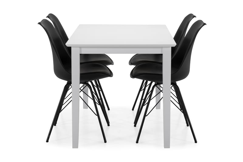 Michigan Spisebord med 4 Shell stoler - Hvit/Svart - Spisegrupper