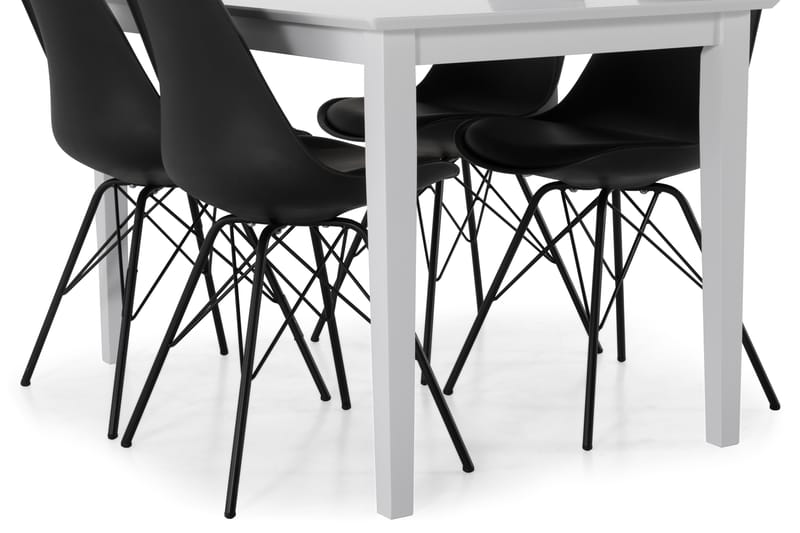 Michigan Spisebord med 4 Shell stoler - Hvit/Svart - Spisegrupper