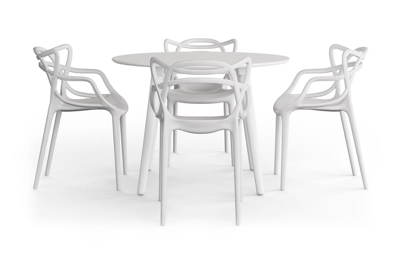 Mioveni Spisebord 106 cm Rundt med 4 Daye Karmstol - Møbler - Bord - Spisegrupper
