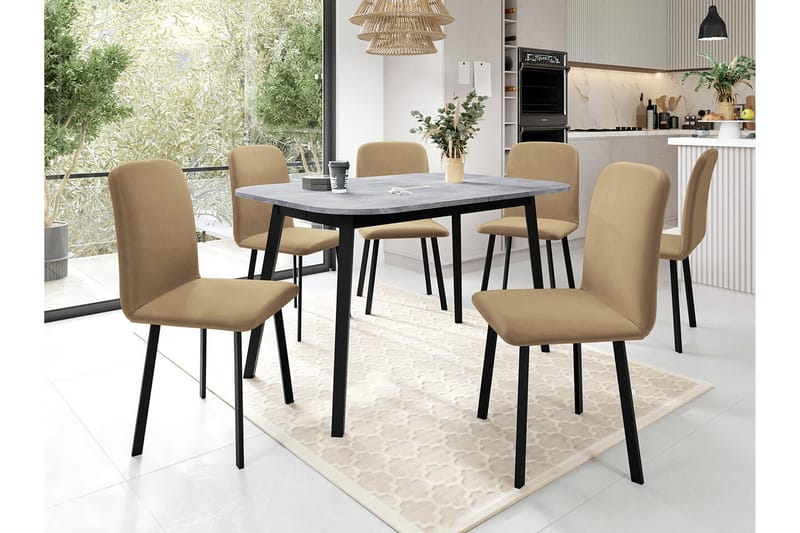 Narberth Spisegruppe - Beige/Svart - Møbler - Bord - Spisegrupper