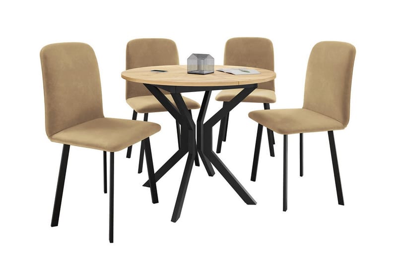 Narberth Spisegruppe - Beige/Svart/Brun - Møbler - Bord - Spisegrupper