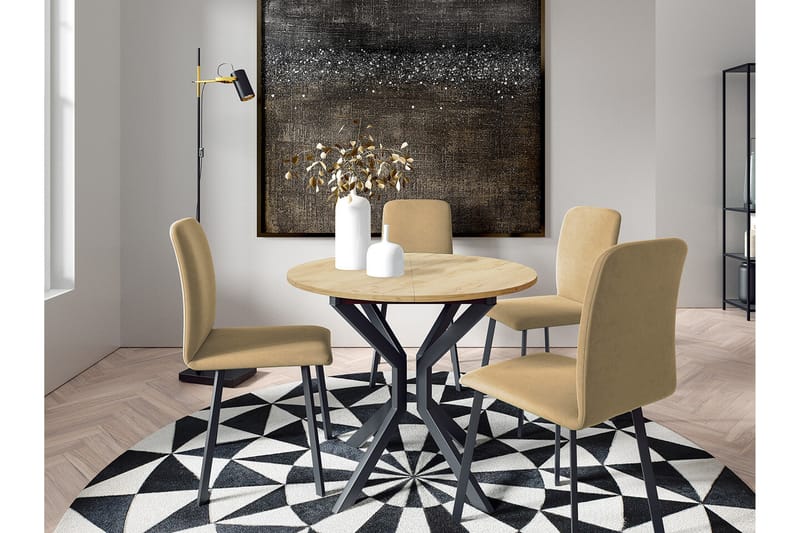 Narberth Spisegruppe - Beige/Svart/Brun - Møbler - Bord - Spisegrupper
