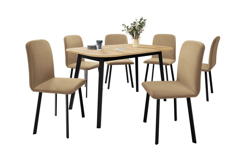 Narberth Spisegruppe - Beige/Svart/Hvit - Møbler - Bord - Spisegrupper