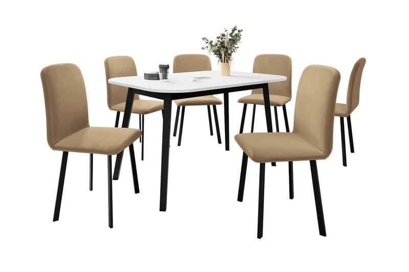 Narberth Spisegruppe - Beige/Svart/Hvit - Møbler - Bord - Spisegrupper