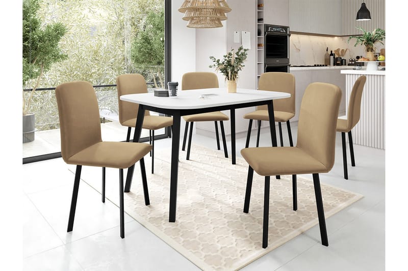 Narberth Spisegruppe - Beige/Svart/Hvit - Møbler - Bord - Spisegrupper