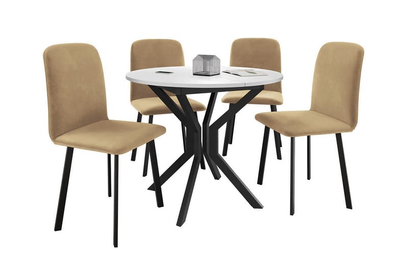 Narberth Spisegruppe - Beige/Svart/Hvit - Møbler - Bord - Spisegrupper