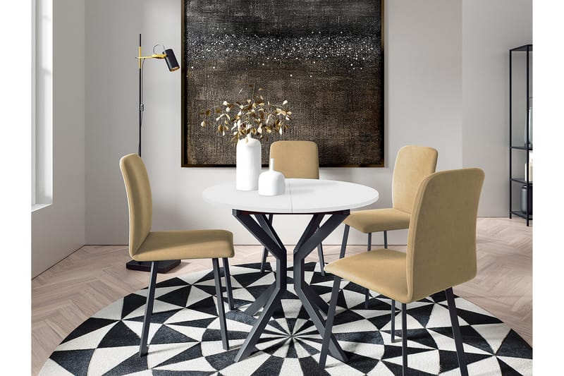 Narberth Spisegruppe - Beige/Svart/Hvit - Møbler - Bord - Spisegrupper