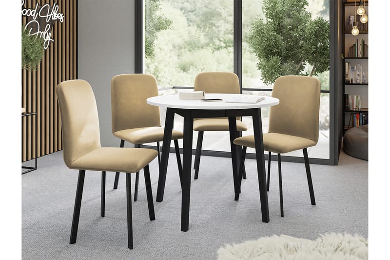 Narberth Spisegruppe - Beige/Svart/Hvit - Møbler - Bord - Spisegrupper
