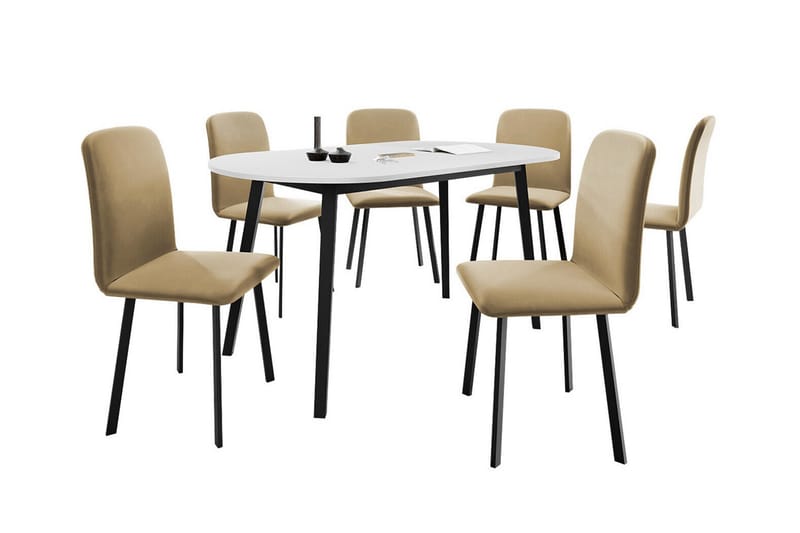 Narberth Spisegruppe - Beige/Svart/Hvit - Møbler - Bord - Spisegrupper