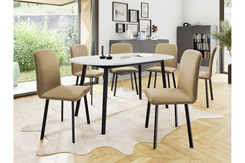 Narberth Spisegruppe - Beige/Svart/Hvit - Møbler - Bord - Spisegrupper