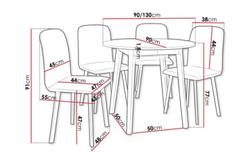 Narberth Spisegruppe - Grå/Svart/Hvit - Møbler - Bord - Spisegrupper