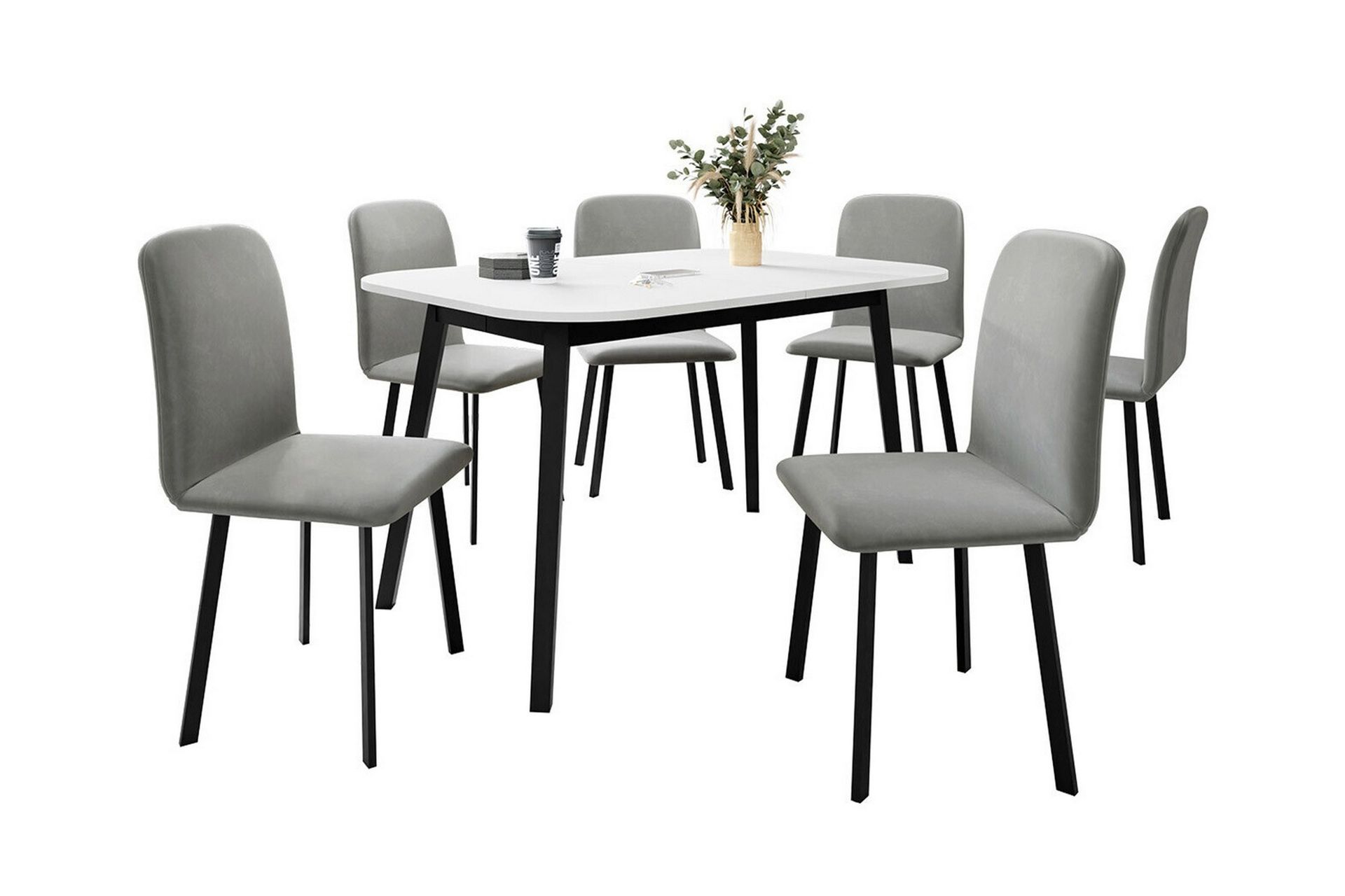 Narberth Spisegruppe - Svart/Grå/Hvit - Møbler - Bord - Spisegrupper