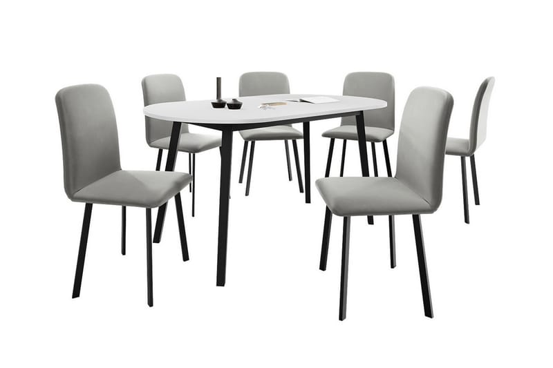 Narberth Spisegruppe - Svart/Grå/Hvit - Møbler - Bord - Spisegrupper