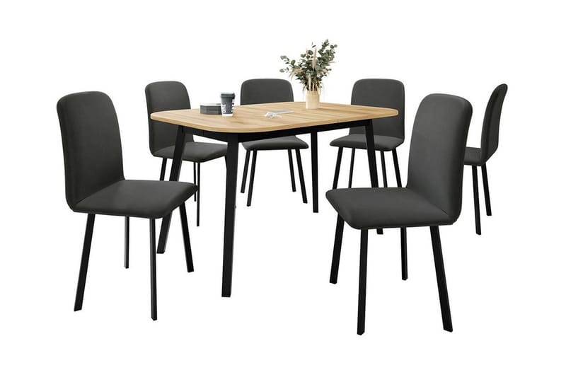 Narberth Spisegruppe - svart/tre - Møbler - Bord - Spisegrupper