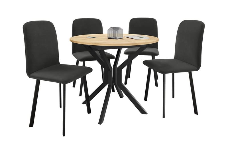 Narberth Spisegruppe - svart/tre - Møbler - Bord - Spisegrupper