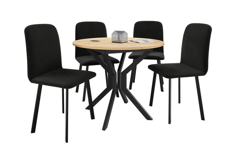 Narberth Spisegruppe - svart/tre - Møbler - Bord - Spisegrupper
