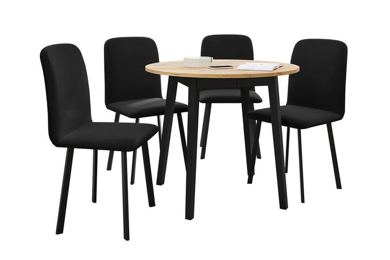 Narberth Spisegruppe - svart/tre - Møbler - Bord - Spisegrupper