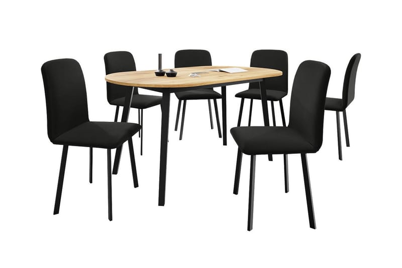 Narberth Spisegruppe - svart/tre - Møbler - Bord - Spisegrupper