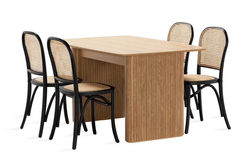 Nixrai Spisebord 140 cm med 4 Bjarshog Spisestoler - Eik - Møbler - Bord - Spisegrupper