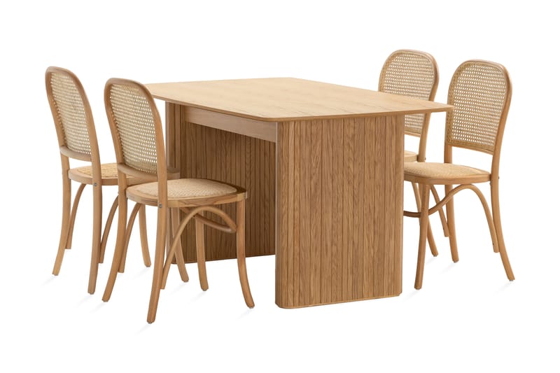 Nixrai Spisebord 140 cm med 4 Bjarshog Spisestoler - Eik - Møbler - Bord - Spisegrupper