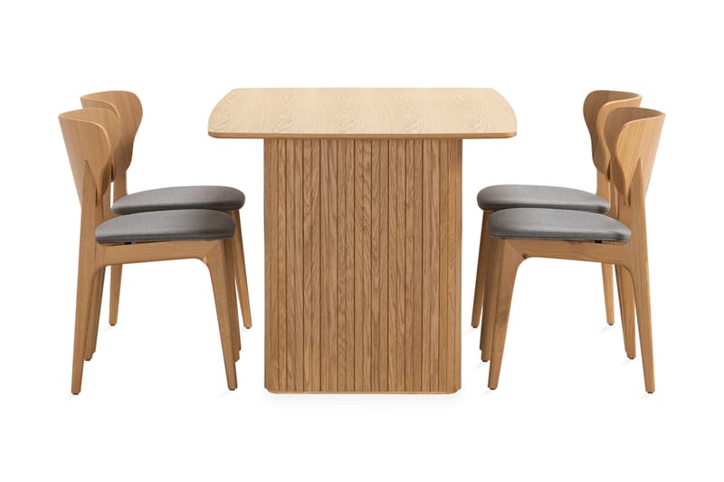 Nixrai Spisebord 140 cm med 4 Jerup Spisestoler - Eik - Møbler - Bord - Spisegrupper