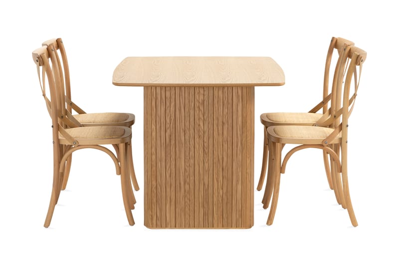 Nixrai Spisebord 140 cm med 4 Kalb Spisestoler - Eik - Møbler - Bord - Spisegrupper