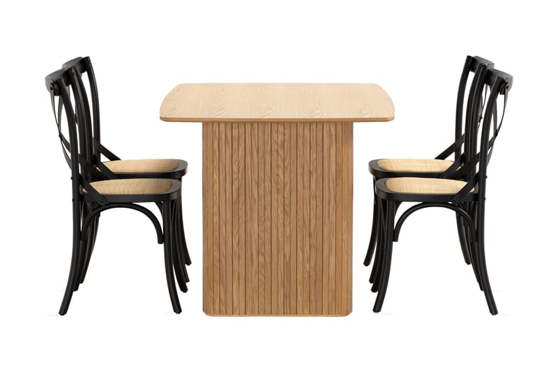 Nixrai Spisebord 140 cm med 4 Kalb Spisestoler - Eik - Møbler - Bord - Spisegrupper
