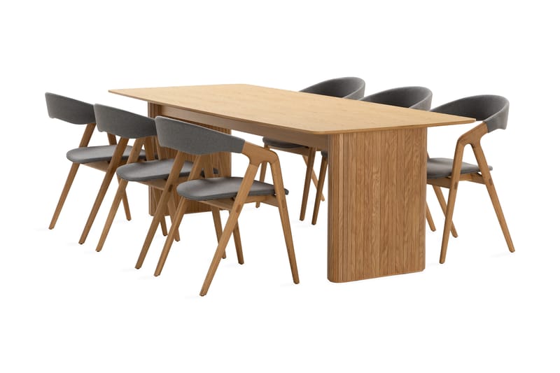 Nixrai Spisebord 240 cm med 6 Jerup Spisestoler - Eik - Møbler - Bord - Spisegrupper