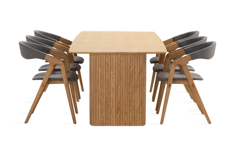 Nixrai Spisebord 240 cm med 6 Jerup Spisestoler - Eik - Møbler - Bord - Spisegrupper