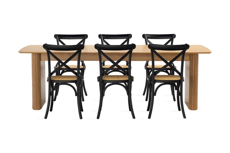 Nixrai Spisebord 240 cm med 6 Kalb Spisestoler - Eik - Møbler - Bord - Spisegrupper