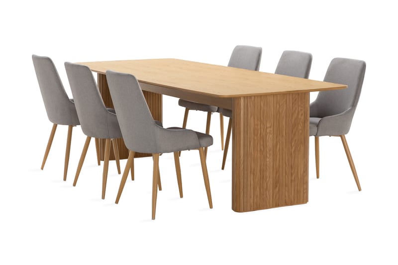 Nixrai Spisebord 240 cm med 6 Pelle Spisestoler - Eik - Møbler - Bord - Spisegrupper