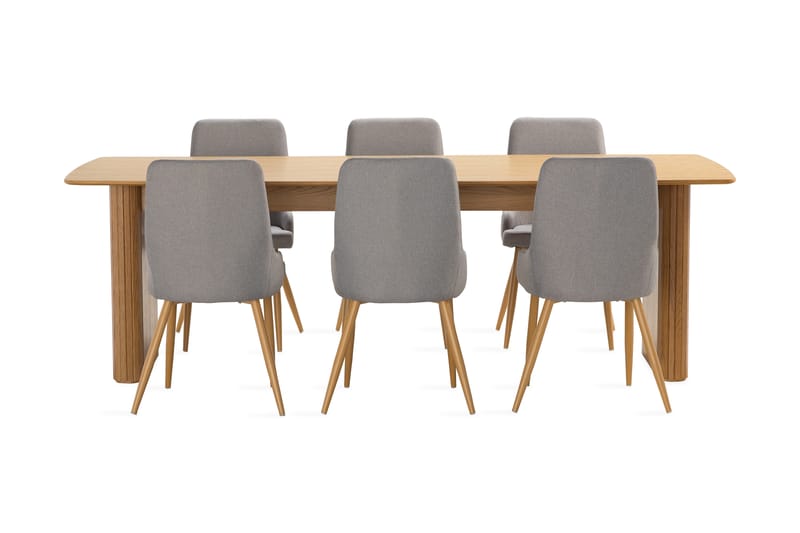 Nixrai Spisebord 240 cm med 6 Pelle Spisestoler - Eik - Møbler - Bord - Spisegrupper