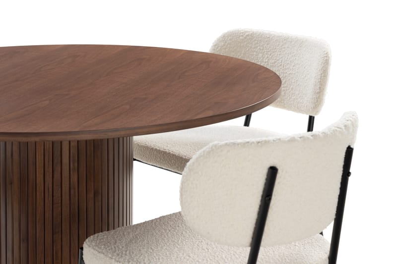 Noira Spisebord 120 cm Valnøtt Rundt med 4 Gemmiano Spisestoler - Brun - Møbler - Bord - Spisegrupper