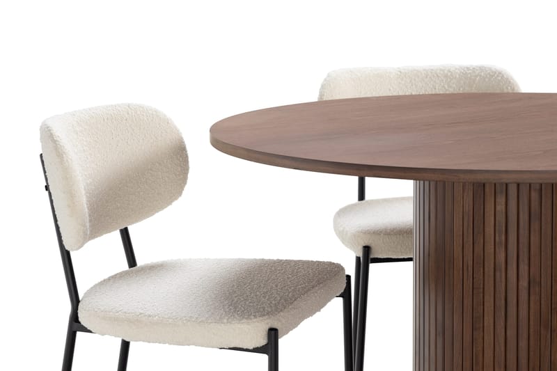 Noira Spisebord 120 cm Valnøtt Rundt med 4 Gemmiano Spisestoler - Brun - Møbler - Bord - Spisegrupper