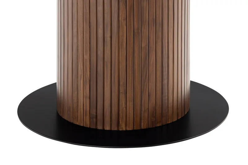 Noira Spisebord 120 cm Valnøtt Rundt med 4 Gemmiano Spisestoler - Brun - Møbler - Bord - Spisegrupper