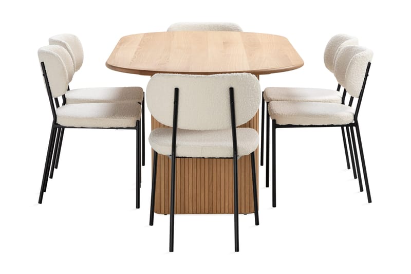 Noira Spisebord 220 cm Eik med 6 Gemmiano Spisestoler - Natur - Møbler - Bord - Spisegrupper