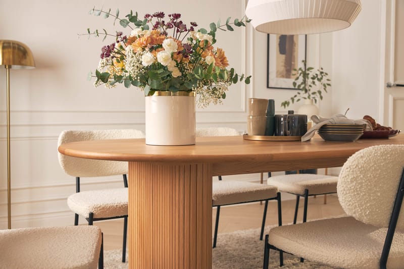 Noira Spisebord 220 cm Eik med 6 Gemmiano Spisestoler - Natur - Møbler - Bord - Spisegrupper