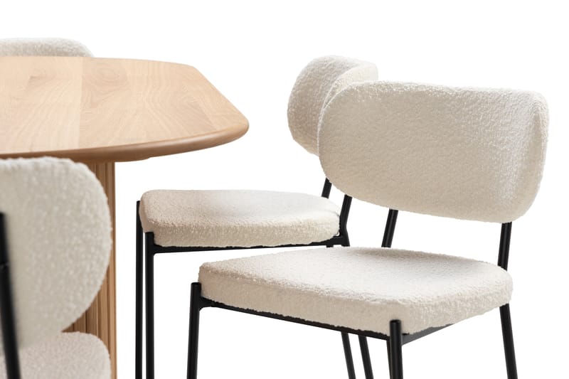 Noira Spisebord 220 cm Massiv Eik med 6 Gemmiano Spisestoler - Natur - Møbler - Bord - Spisegrupper