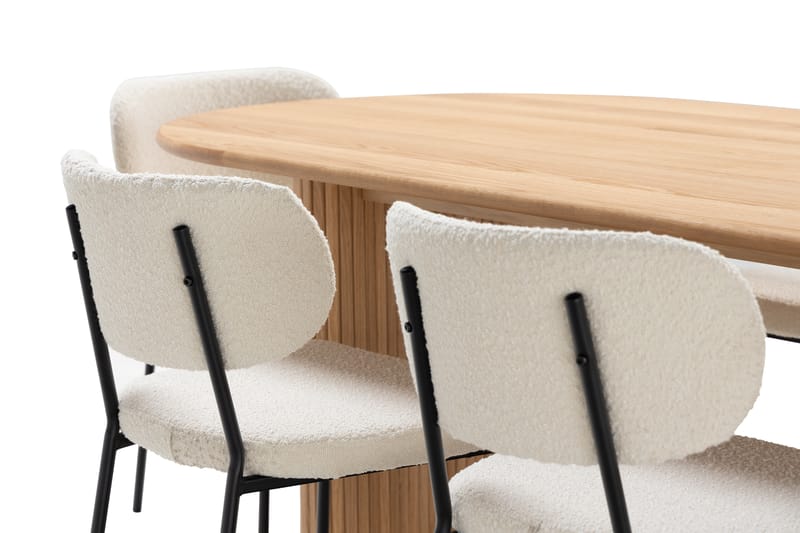 Noira Spisebord 220 cm Massiv Eik med 6 Gemmiano Spisestoler - Natur - Møbler - Bord - Spisegrupper