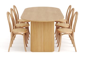 Noira Spisebord 220 cm Massiv Ek med 6 Risaberga Spisestoler - Brun - Møbler - Bord - Spisegrupper