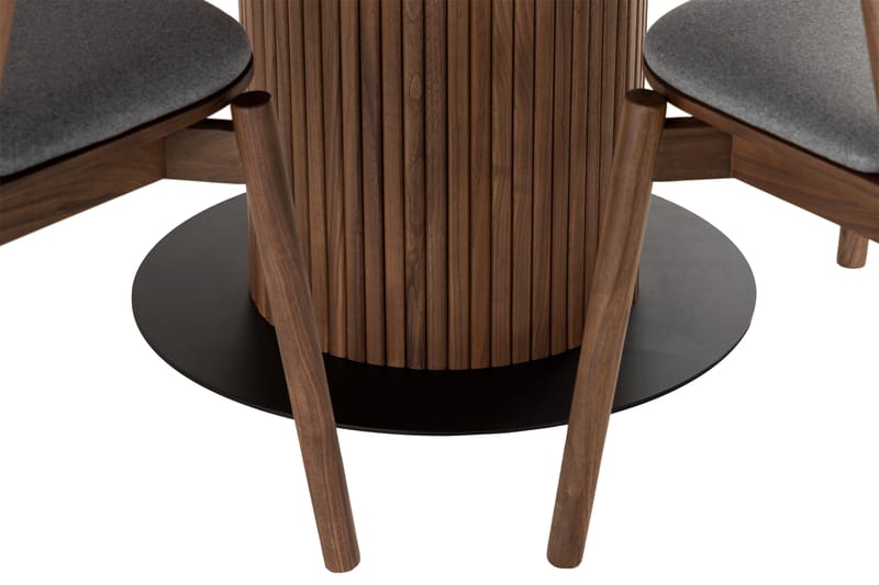 Noira Spisegruppe 120 cm Rund inkl 4 Noira Stoler - Valnøtt - Møbler - Bord - Spisegrupper