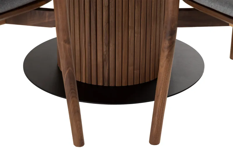 Noira Spisegruppe 120 cm Rundt Spisebord med 4 Noira Stoler - Valnøtt - Møbler - Bord - Spisegrupper