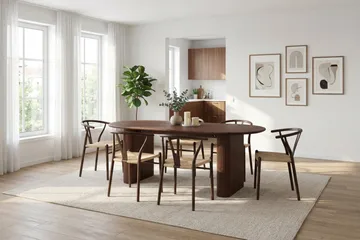 Noira spisegruppe rektangulær 180 cm valnøtt med 6 Elysia spisestoler - Møbler - Bord - Spisegrupper