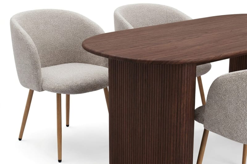 Noira spisegruppe rektangulær 180 cm valnøtt med 6 Greya spisestoler - Valnøtt - Møbler - Bord - Spisegrupper