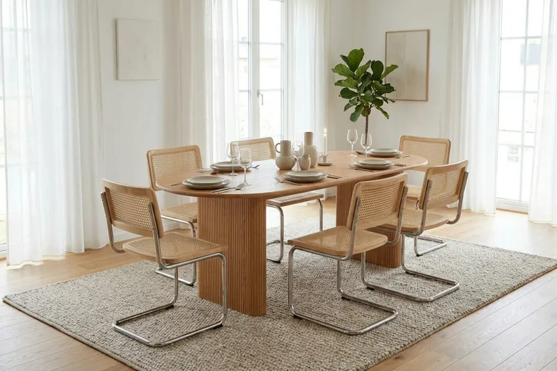 Noira spisegruppe rektangulær 220 cm eik med 6 Build spisestoler - Eik - Møbler - Bord - Spisegrupper